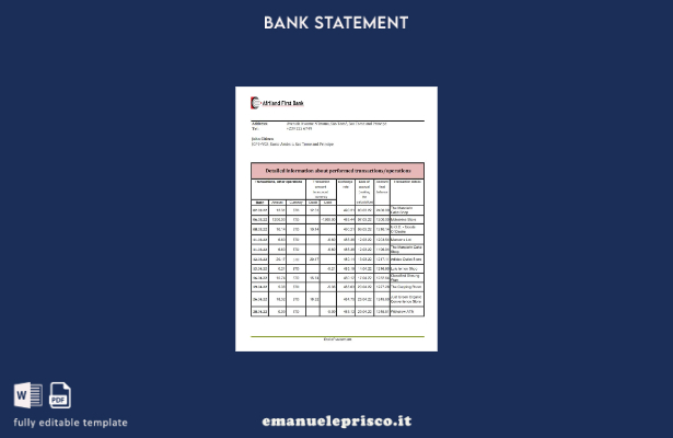 stile verificato Modello Excel del primo estratto conto di Sao Tomé e Principe A
